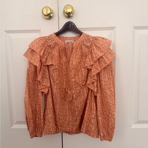 Ulla Johnson Orange Ruffle Blouse